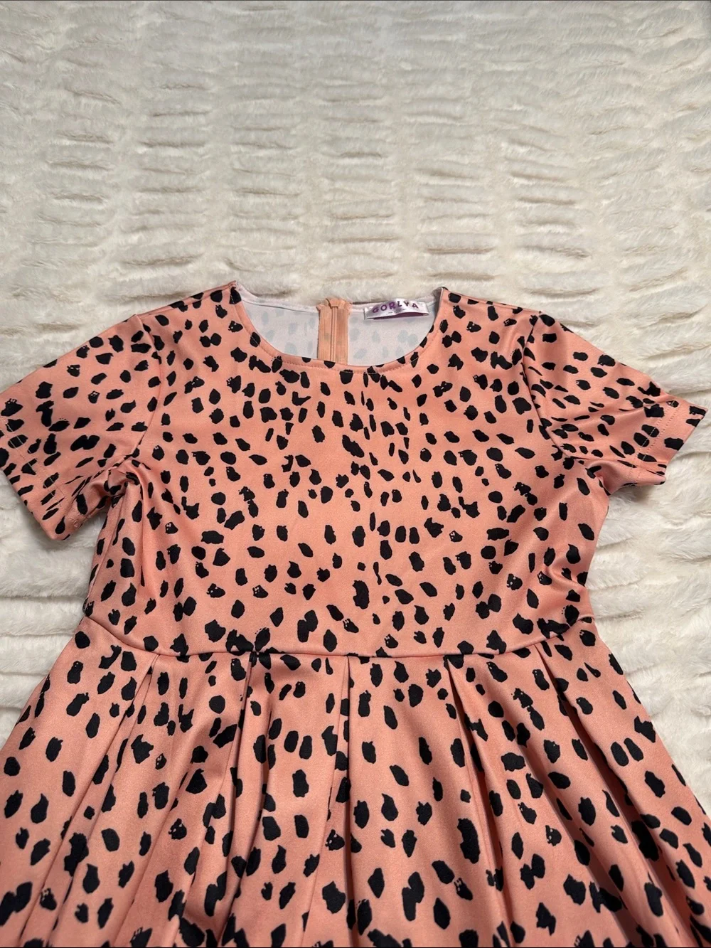 Girls' Pink Animal-Print Short Sleeve Dress